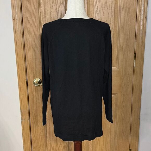 Coldwater Creek Black Wool Blend Long Sleeve Tunic Sweater L Pockets - Picture 4 of 9